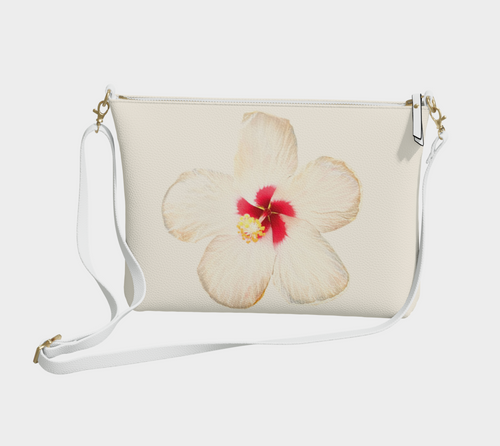 White Hibiscus Crossbody Bag