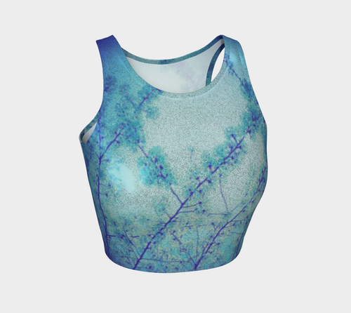 blue spring Glitter athletic crop top