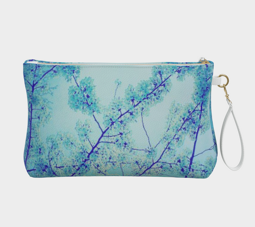 Blue Spring Vegan Leather Makeup Bag