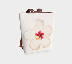 White Hibiscus Vegan Leather Backpack