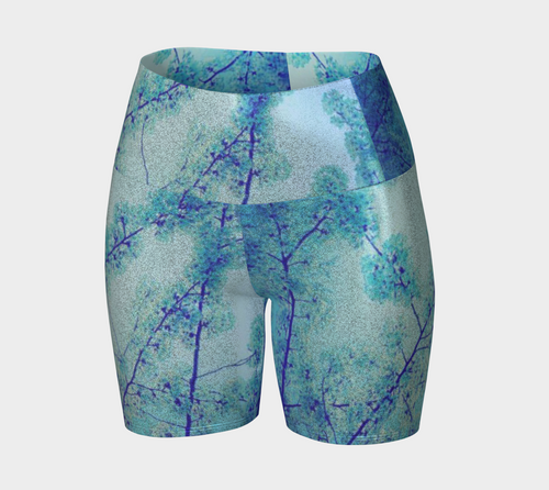 Blue Spring Glitter Yoga Shorts