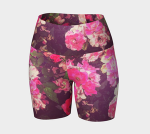 Night Roses Yoga Shorts