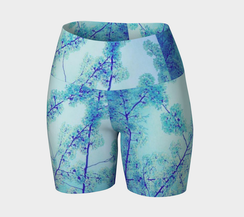 Blue Spring Glitter Yoga Shorts