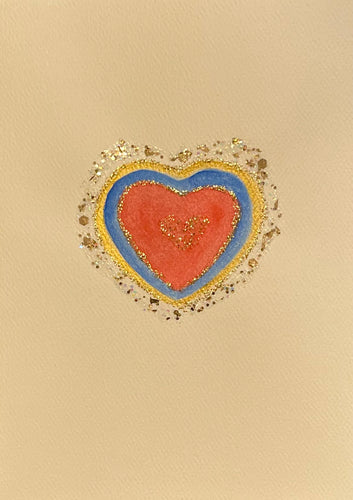 Blue Heart Watercolor Card