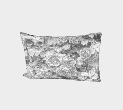 Rose en Noir et Blanc Bed Pillow Sleeve