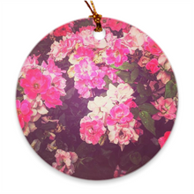 Night Roses Round Porcelain Ornaments