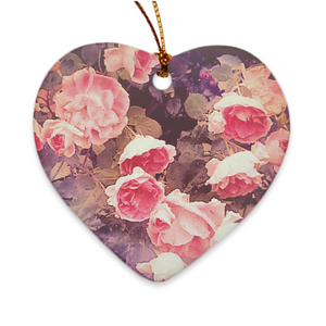 Rosebush Heart Porcelain Ornament