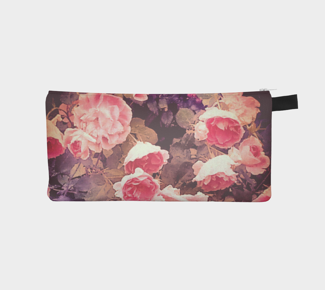 floral pencil case, pencil case with roses