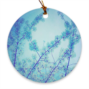 Blue Spring Round Porcelain Ornaments