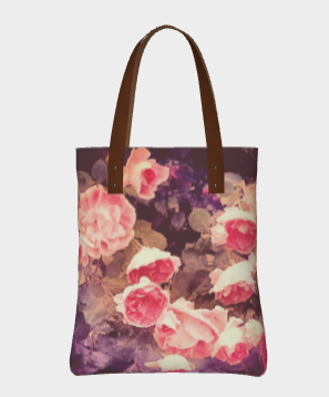 vegan leather, floral tote bag
