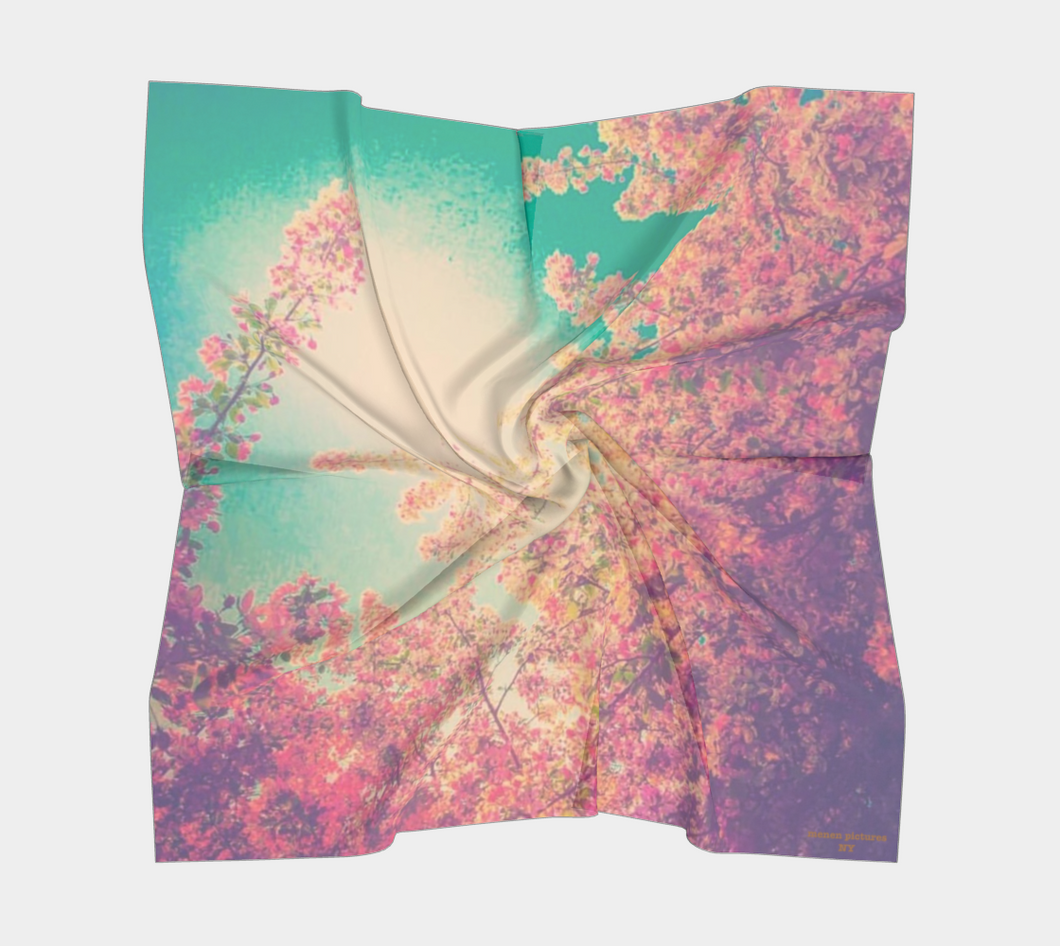 floral scarf, square scarf with blossoms