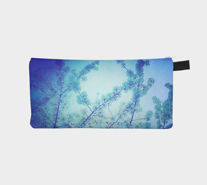 blue pencil case, floral pencil case