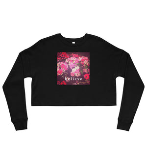 Night Roses + Believe Crop Sweatshirt